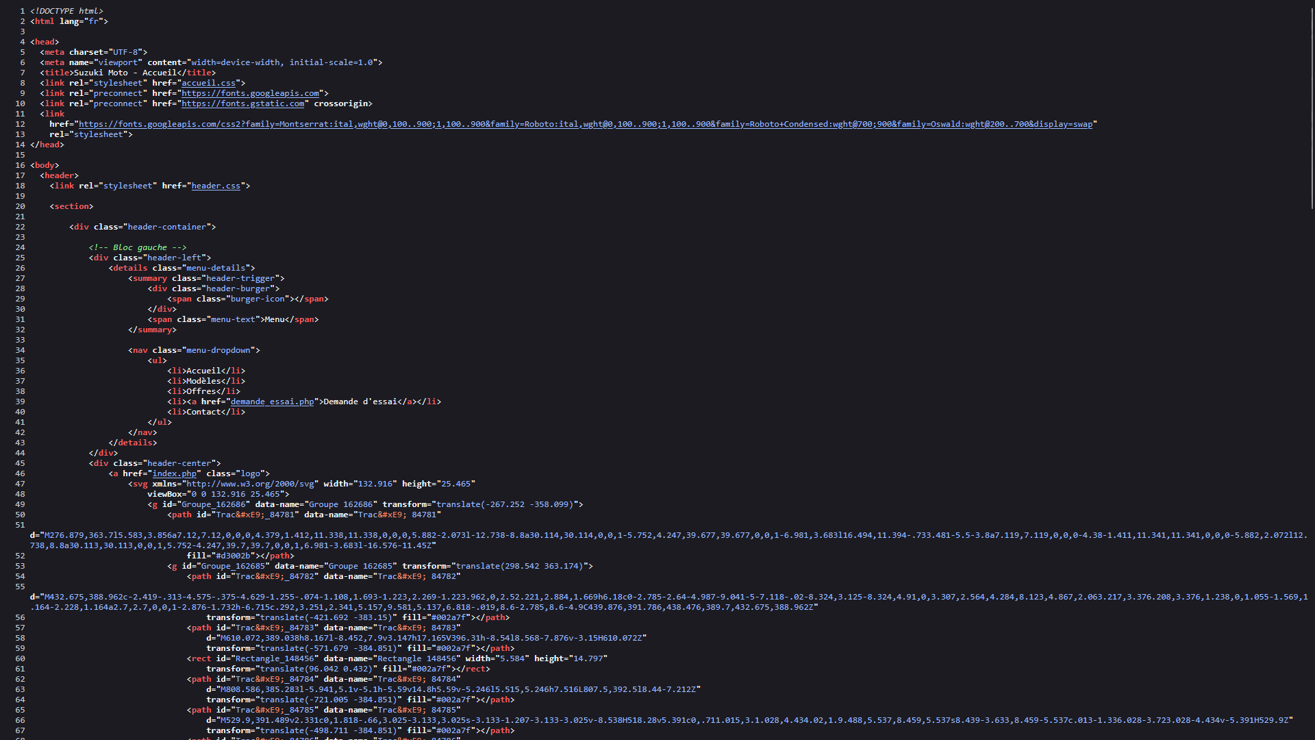 Site Suzuki Moto — Intégration HTML/CSS